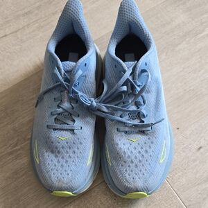 Hoka One One Light Blue and Neon Yellow Women's Running Shoes